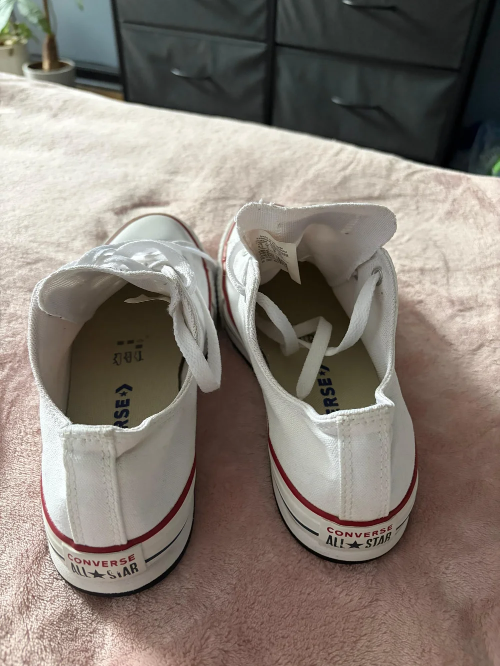 Converse All Star White Low Top Sneakers with Red Trim - Picture 6 of 7